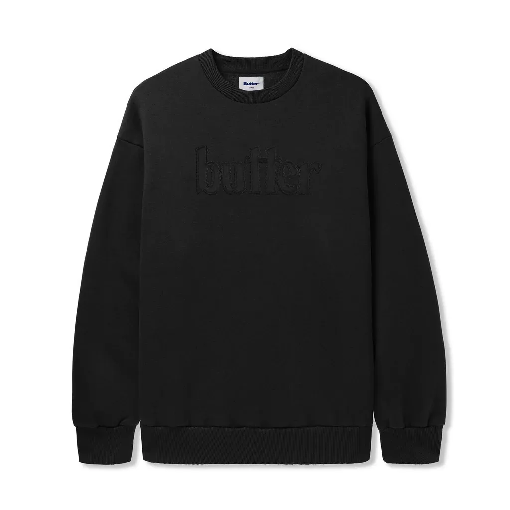 BUTTER Cutout Applique Crewneck, Black