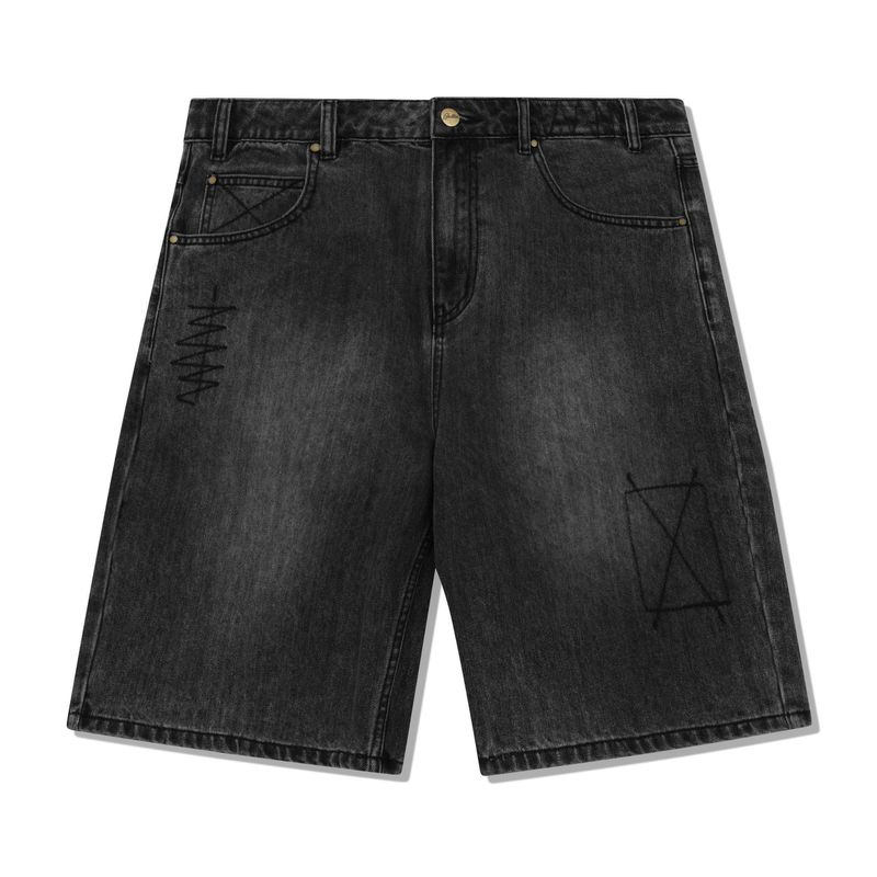 BUTTER Stitch Denim Shorts Distressed Grey
