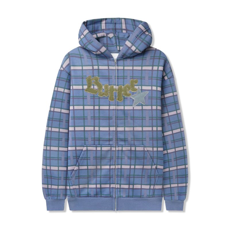 BUTTER Edge Applique Zip-Thru Hood Plaid