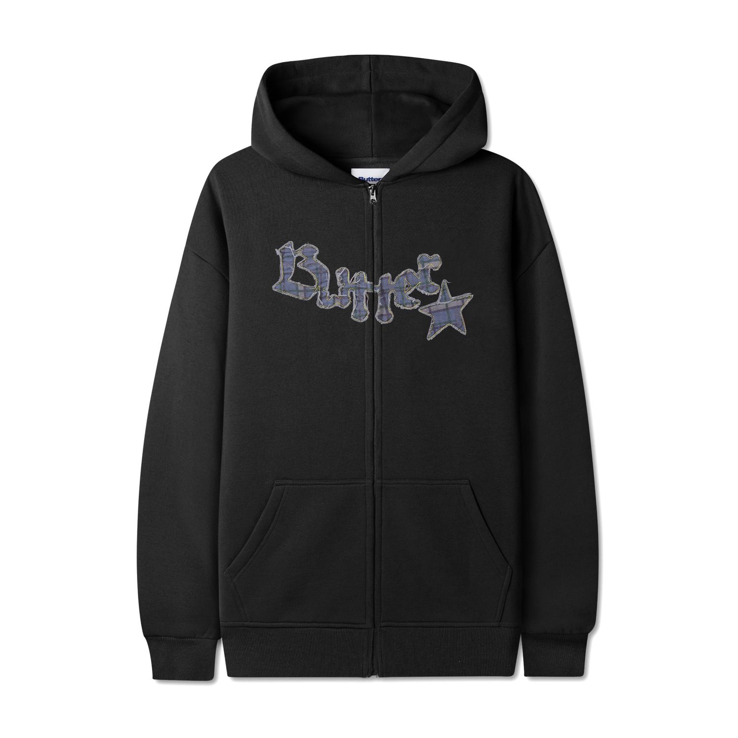 Edge Applique Zip-Thru Hood Black