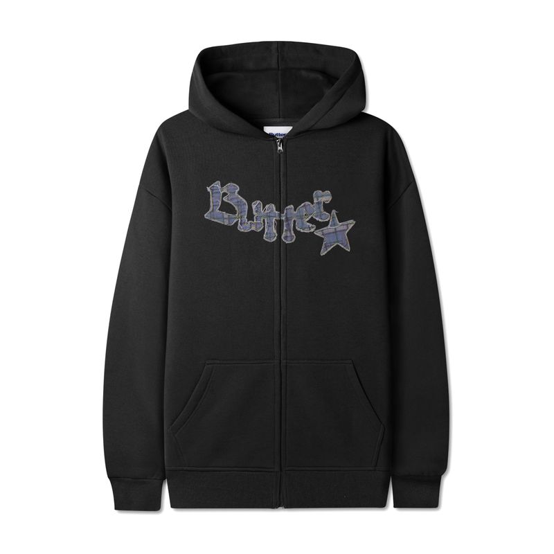 Edge Applique Zip-Thru Hood Black