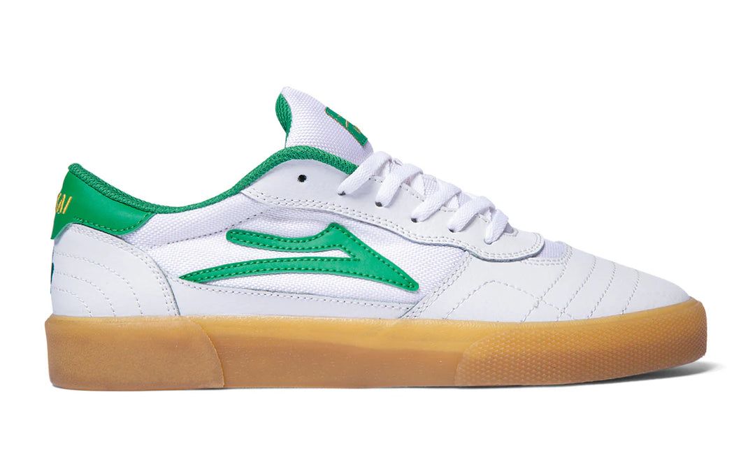 Lakai Cambridge White Green Leather Skate Shoes