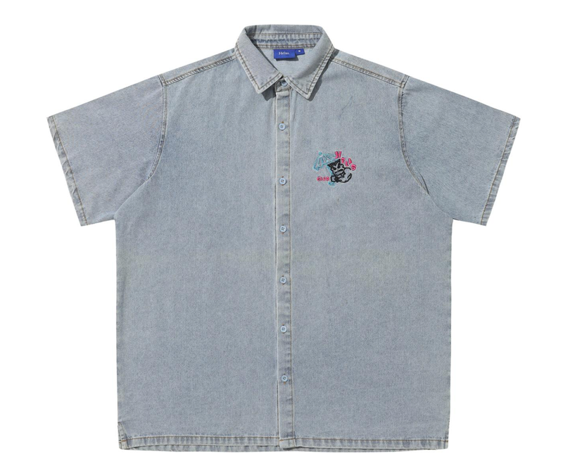 HÉLAS BAD WASHED DENIM SHIRT LIGHT BLUE