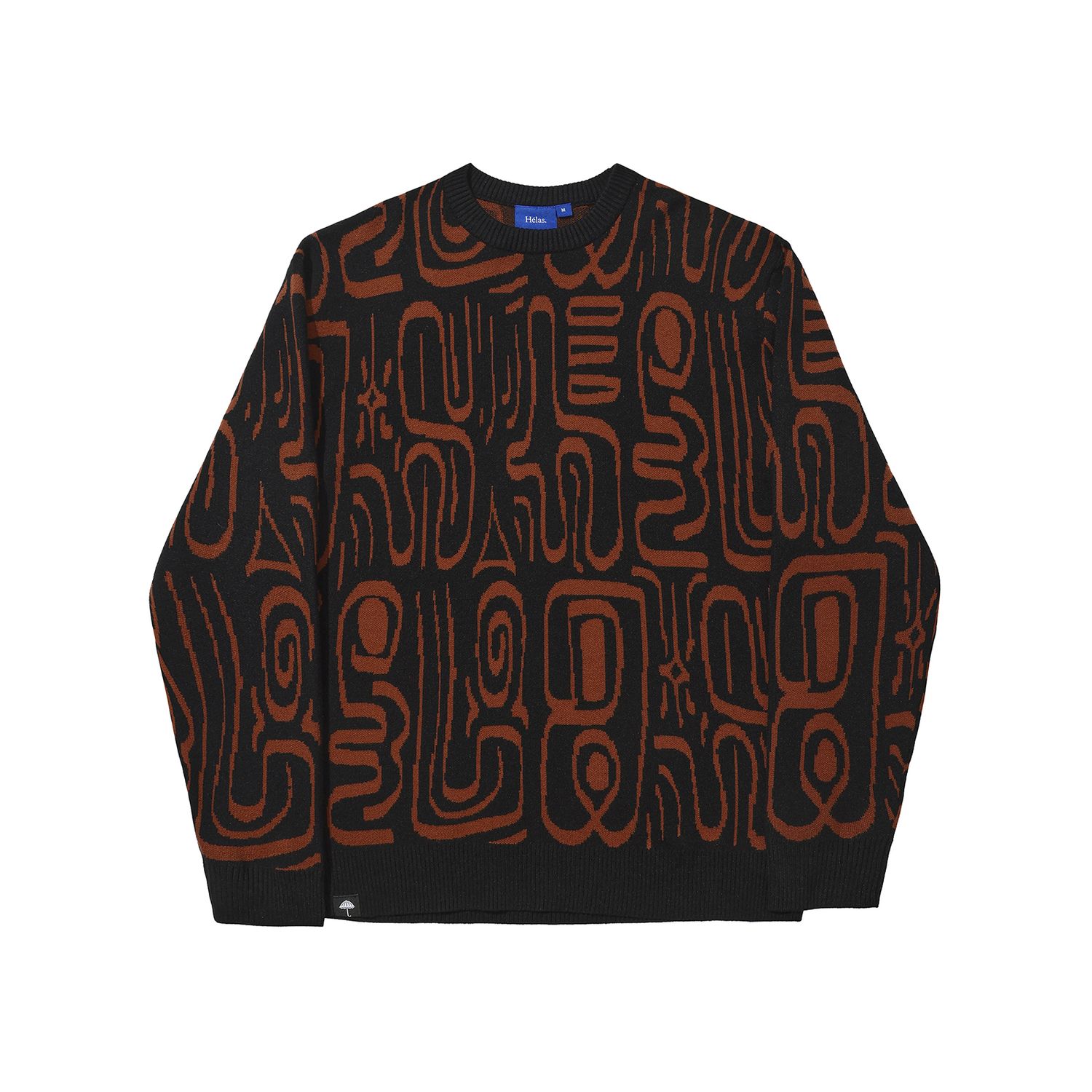 HÉLAS ABSTRACT CREWNECK KNIT BLACK/BROWN