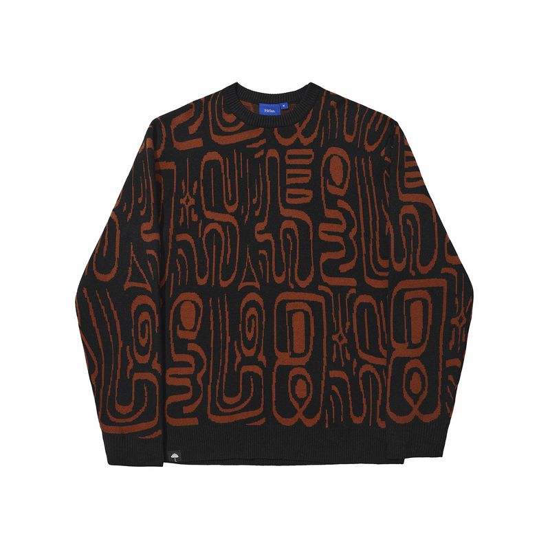 HÉLAS ABSTRACT CREWNECK KNIT BLACK/BROWN