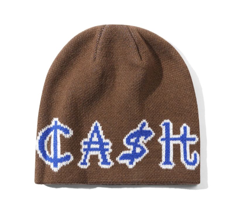 CASH ONLY Currency Skully Beanie Brown