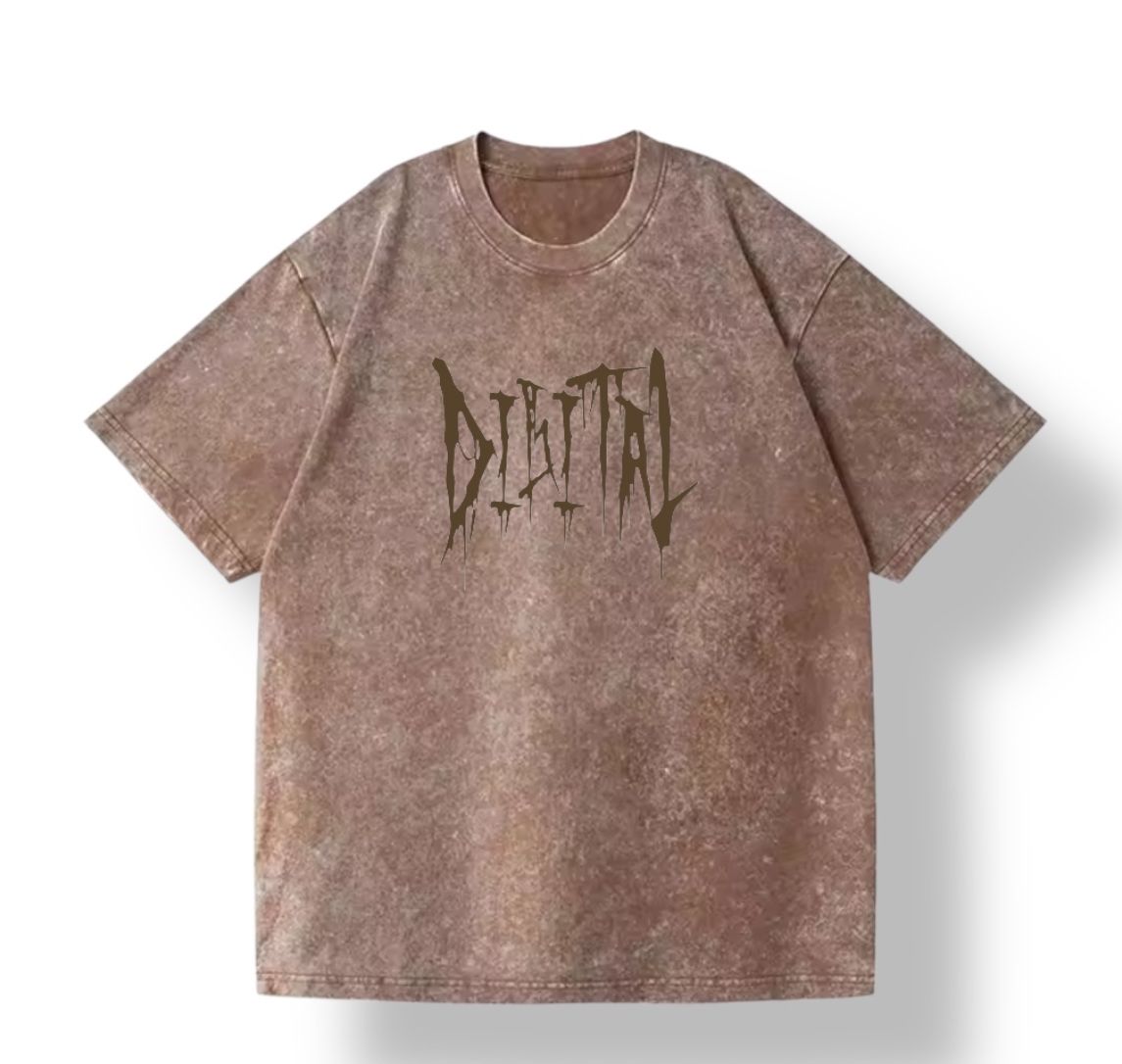 DIGITAL TEE THRON WASHED BROWN