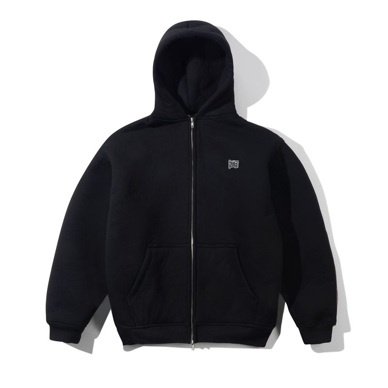 BUTTER Pile Lined Zip-Thru Hood, Black