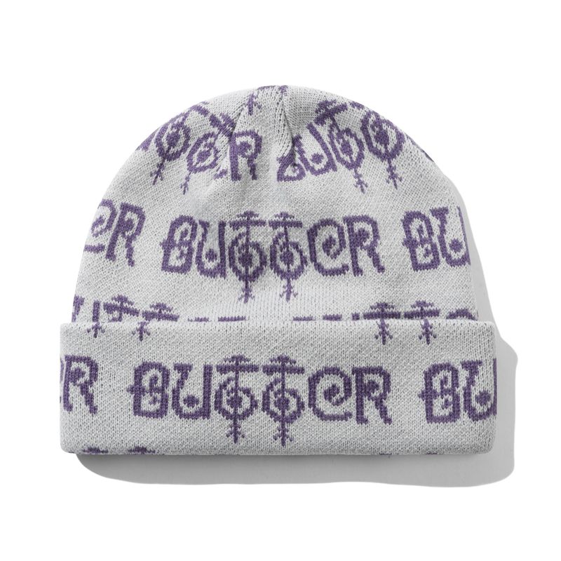 BUTTER Scrawling Skully Beanie, GREY