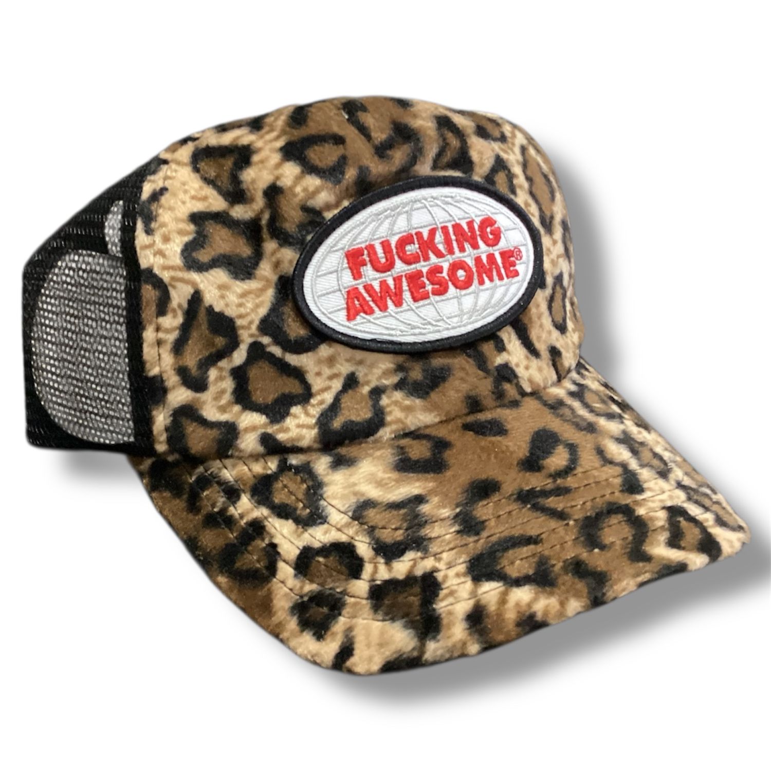 FA STAMP LOGO LEOPARD TRUCKER HAT