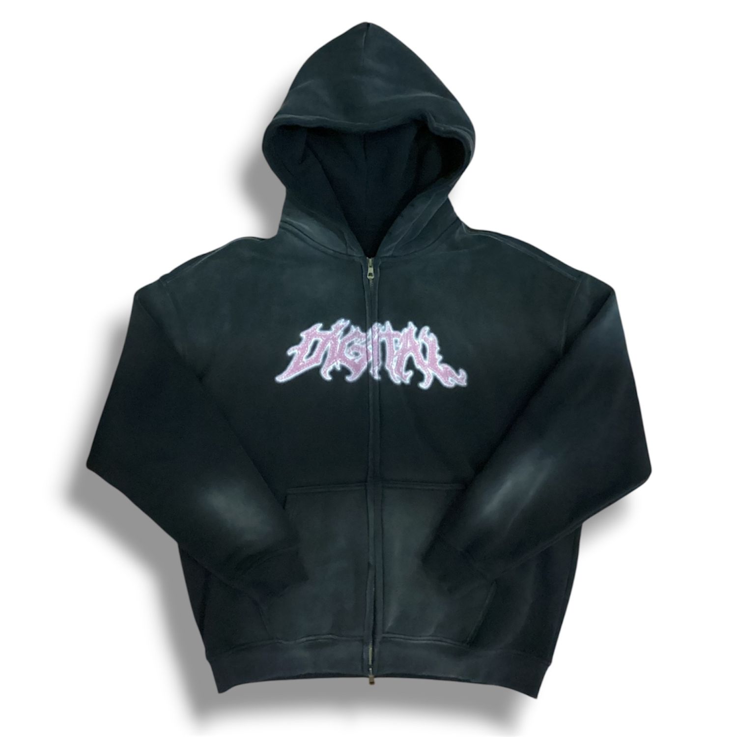 DIGITAL BOXY ZIP WASHED BLACK
