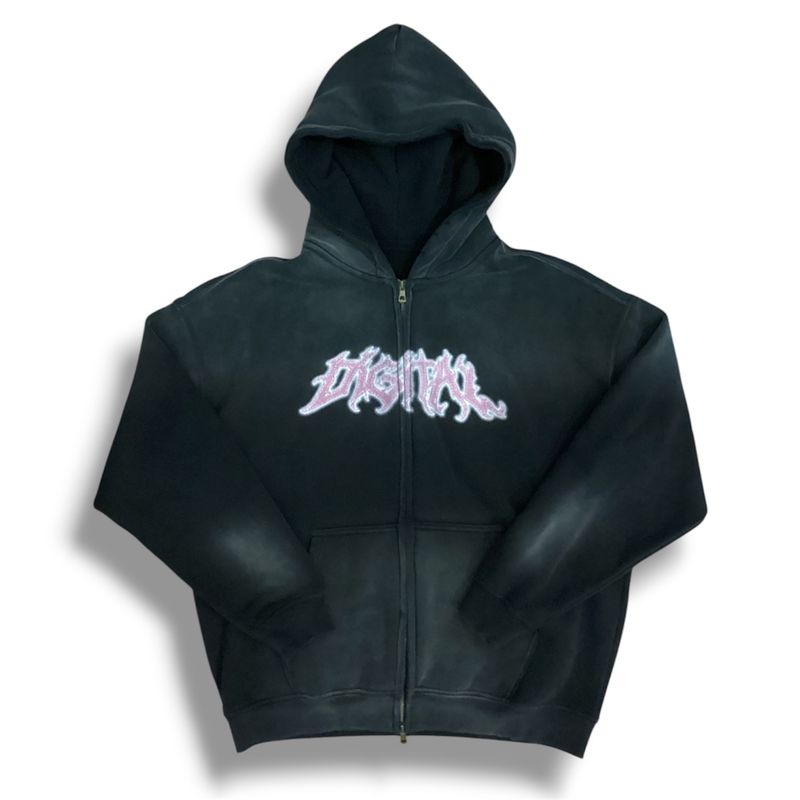 DIGITAL BOXY ZIP WASHED BLACK