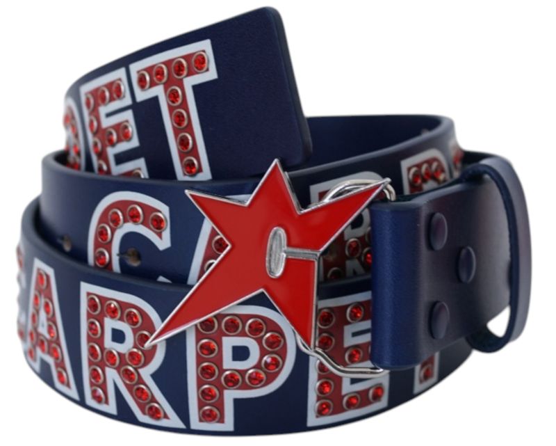 Carpet Company Varisty Rhinestone Leather Belt Blue