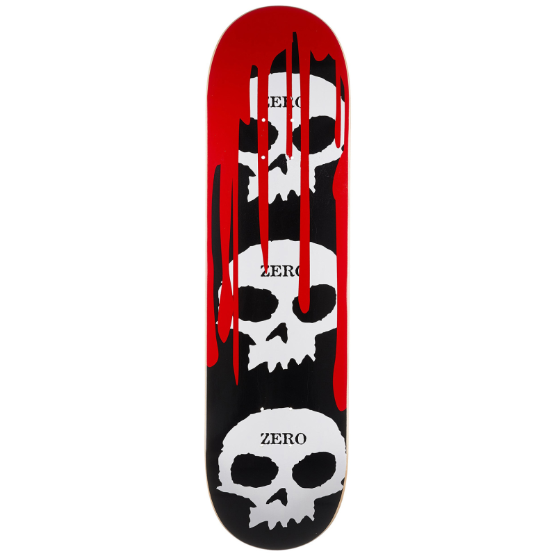 ZERO DECK 3 SKULL BLOOD BLACK WHITE RED 8.25 X 31.9 WB 14.25