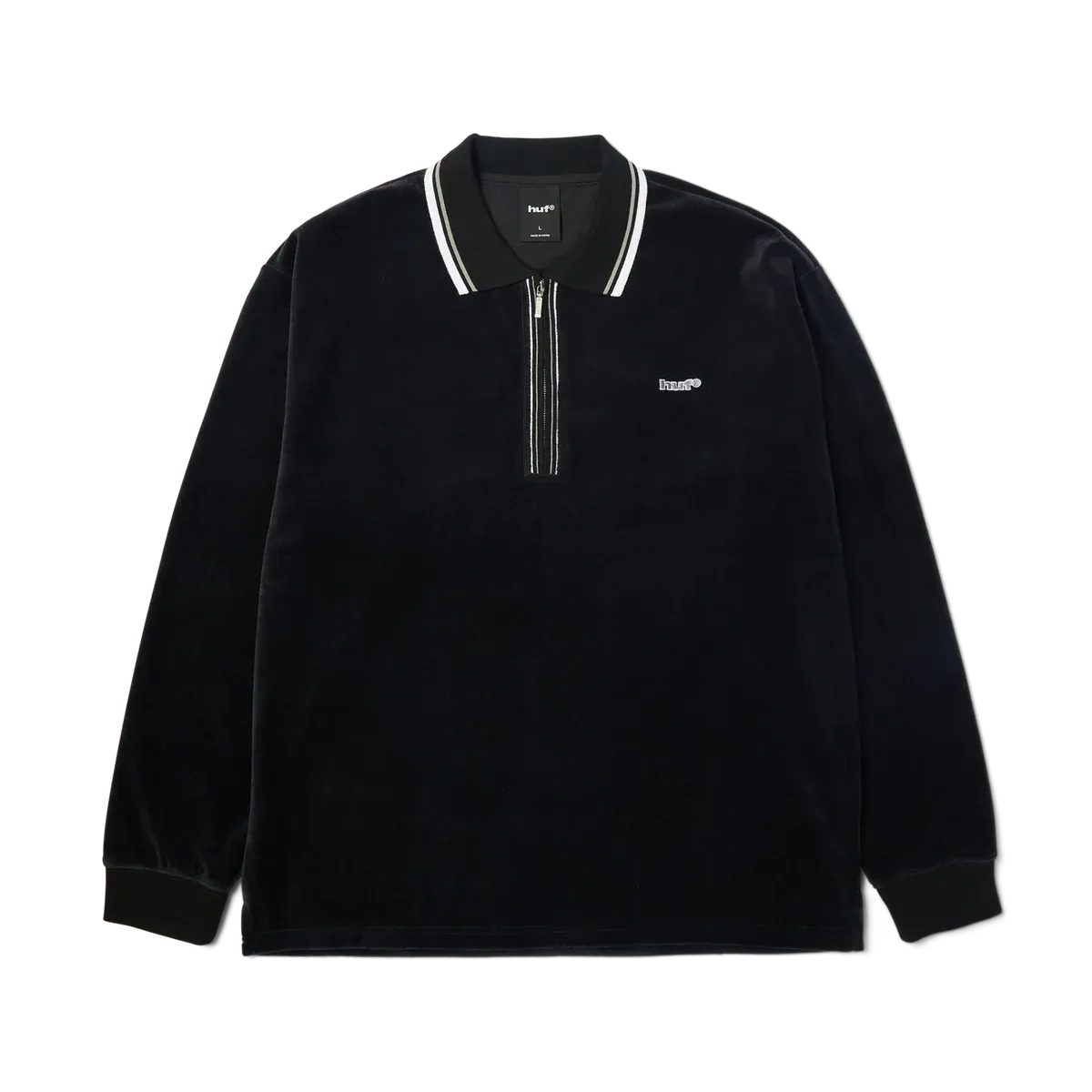 HUF PARKER VELOUR LONG SLEEVE POLO SHIRT