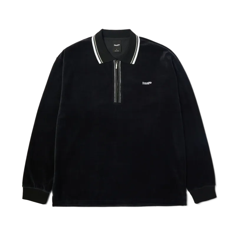 HUF PARKER VELOUR LONG SLEEVE POLO SHIRT