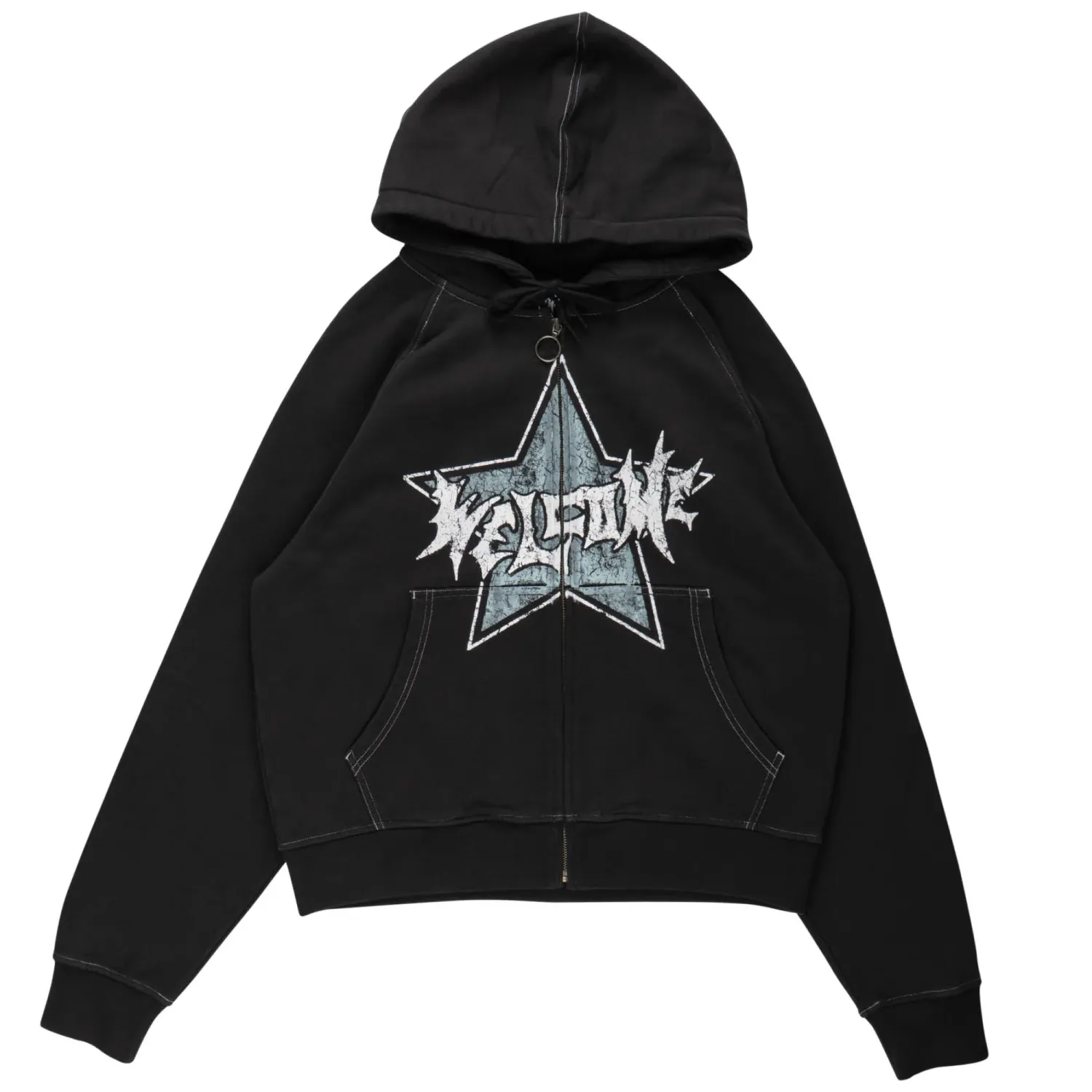 WELCOME ALL STAR PIGMENT-DYED CROP ZIP HOODIE