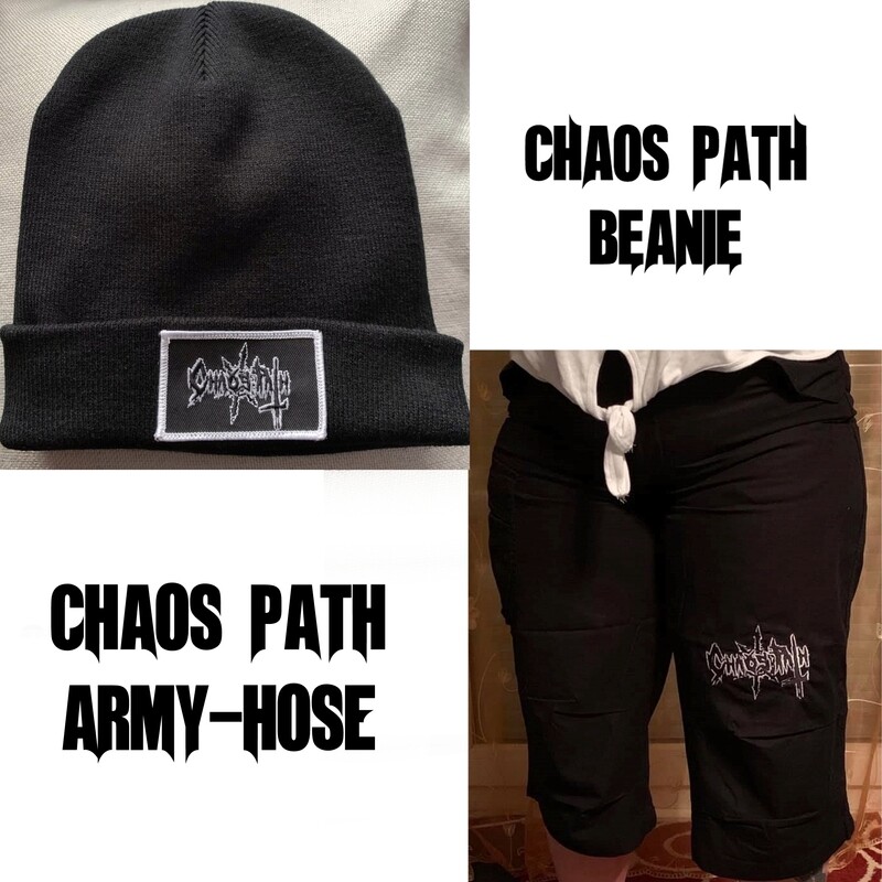 LAST ITEMS: Chaos Path "Army Hose" mit gesticktem Logo S-XL / Chaos Path "Beanie"