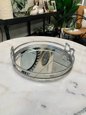 SILVER METAL MIRRORED TRAY - SMALL