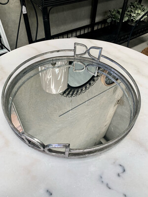 SILVER METAL MIRRORED TRAY - LARGE