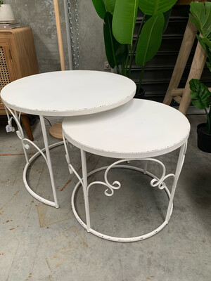 FURNITURE - METAL NESTED TABLE SET WHITE FURNITURE - METAL NESTED TABLE SET WHITE