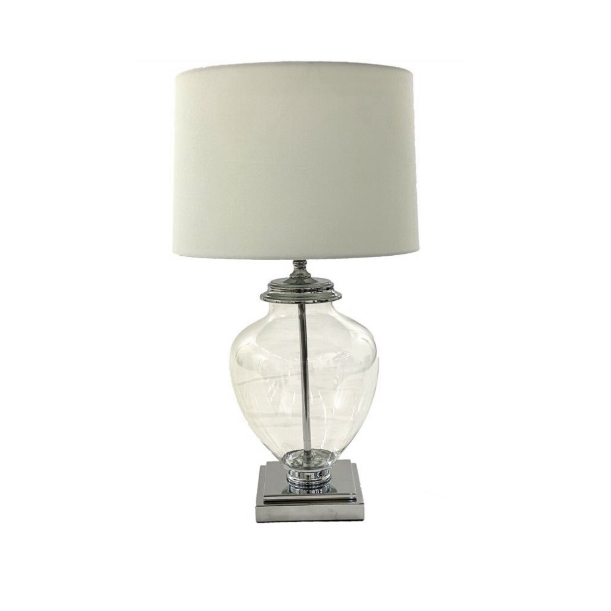 GLASS SILVER TABLE LAMP