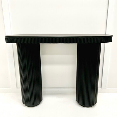 BLACK WOOD RIBBED CONSOLE TABLE