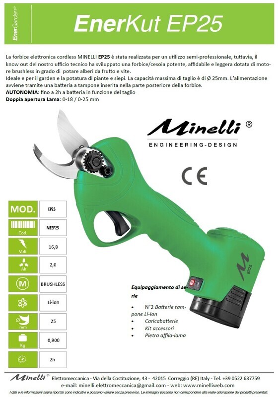 Forbice per potatura a batteria Minelli EnerKut EP25