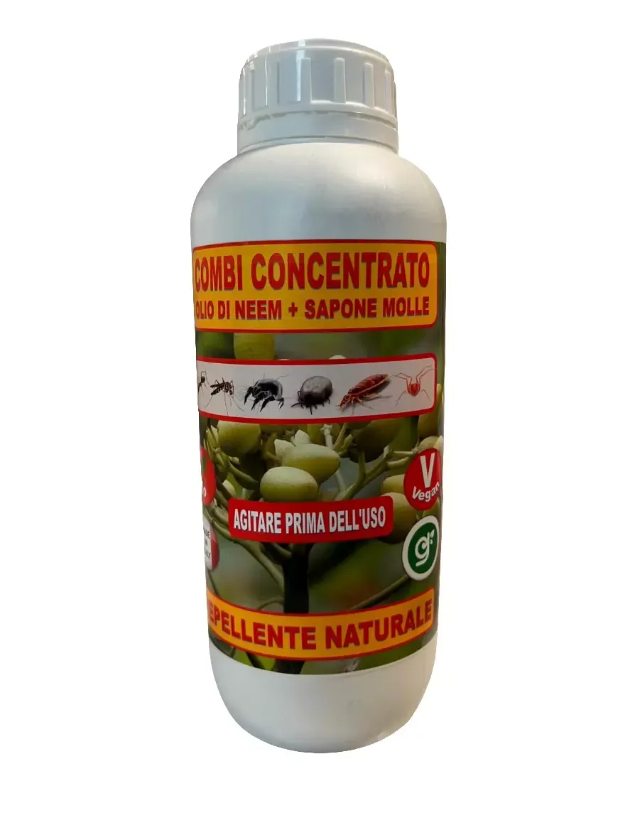 COMBI CONCENTRATO Sapone molle + olio di neem. Repellente naturale BIO. Lt. 1 COMBI CONCENTRATO Sapone molle + olio di neem. Repellente naturale BIO. Lt. 1