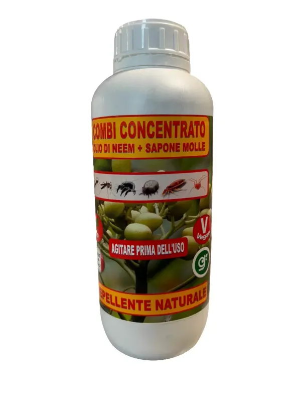 COMBI CONCENTRATO Sapone molle + olio di neem. Repellente naturale BIO.  Lt. 1