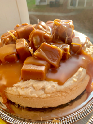 Salted Caramel Cheesecake Candle - Fake Faux Food/Prop Hostess Gift Idea Decor Best Gift Tea Party Centerpiece Realtor Home Staging Prop New Home Closing Gift Housewarming Gift