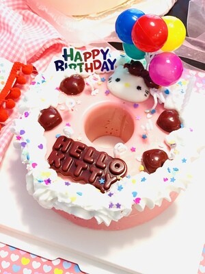 Hello Kitty Custom Birthday Cake - Candle Bakery Cake NON GMO Fake Bakery/Prop Special Birthday Gift Idea Decor No Left Overs Novelty Gift Neon Pastel Anime Kawaii Aesthetic Tea Party