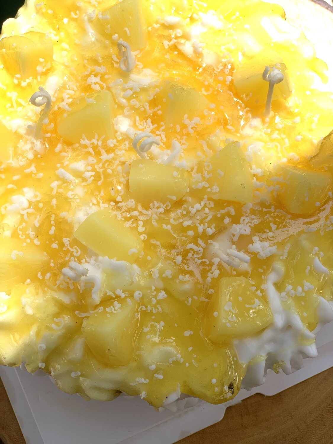 Pineapple &amp; Coconut Shortcake Bakery Style Candle - Fake Bake/Fake Faux Food/PropHostess Birthday Gift Idea Cosplay Home Staging