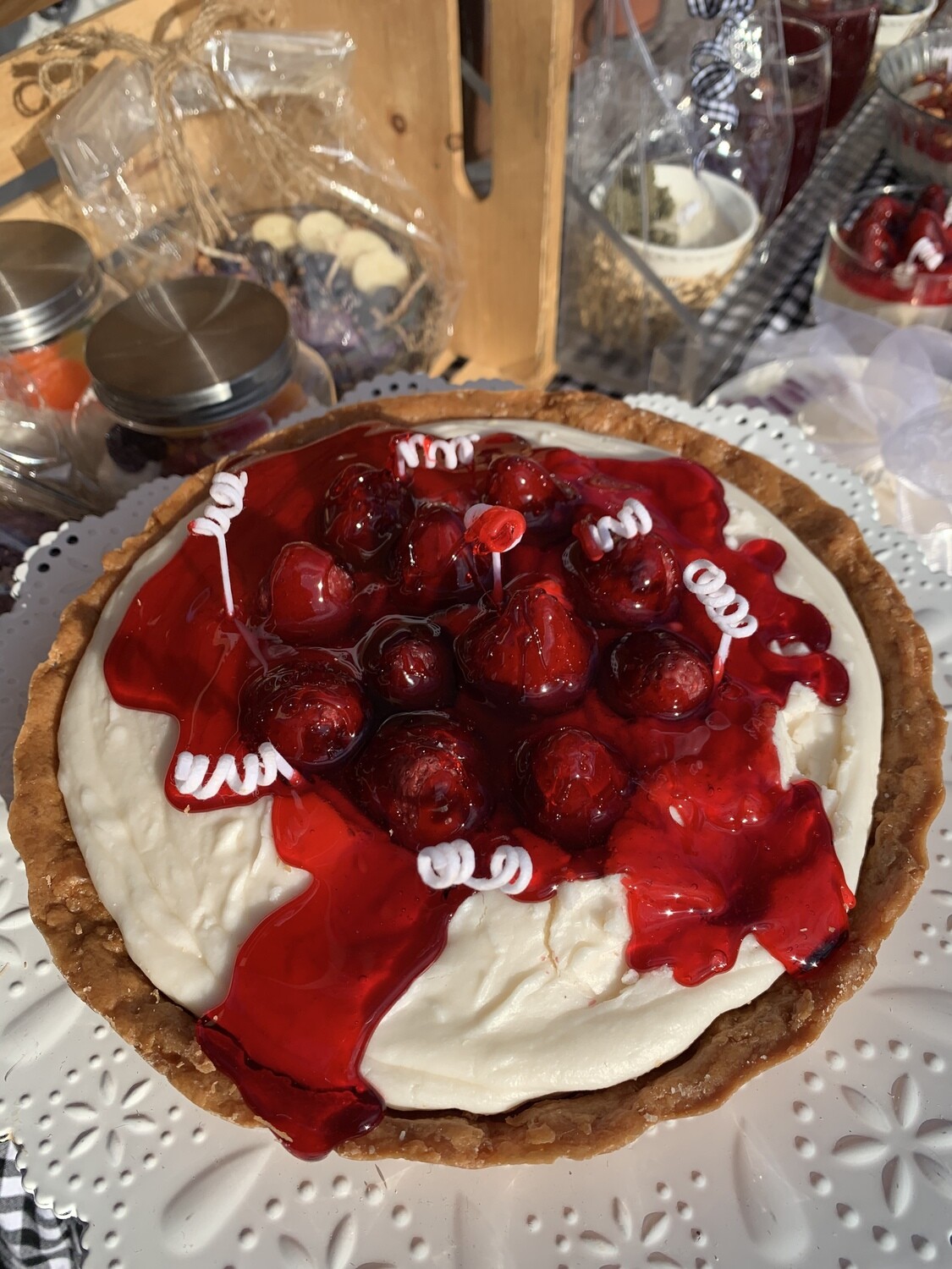 Real Estate Listing  Prop  Bakery Cafe Style Strawberry Cheesecake Tart Candle Fake Faux Food/Prop Hostess Gift Idea Brunch Table Lady&#39;s Tea PartyRealtor Home Staging Prop New Home Closing