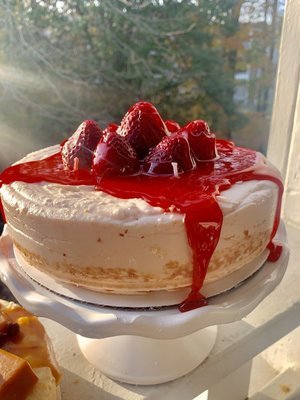 Real Estate Listing Staging Prop “Classic” Strawberry New York Bakery Cafe Style Cheesecake Candle Fake Faux Food - Novelty Gift Idea Open House Home Prop Closing Gift Housewarming