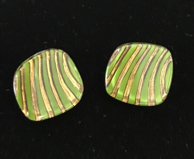 Zsiska Earrings-Mirage Striped Green/Gold