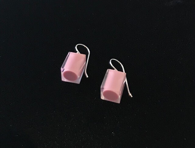 Zsiska Earrings-Colourful Beads Square Short  Mauve