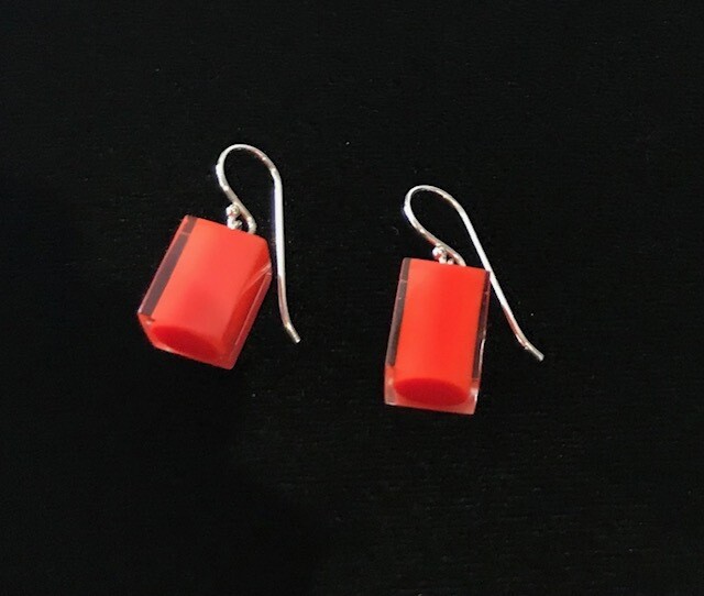 Zsiska Earrings-Colourful Beads Square Short  Coral