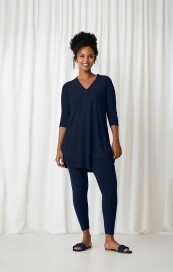 Sympli-Tunic V neck Double Over 3/4 slv