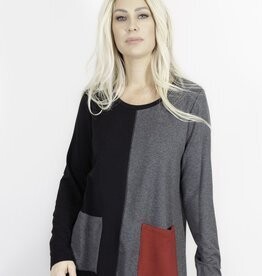 Pure-Tunic Colour Block Black and Charcoal