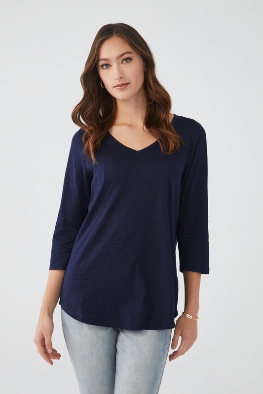FDJ-Top- V Neck 3/4 Slv