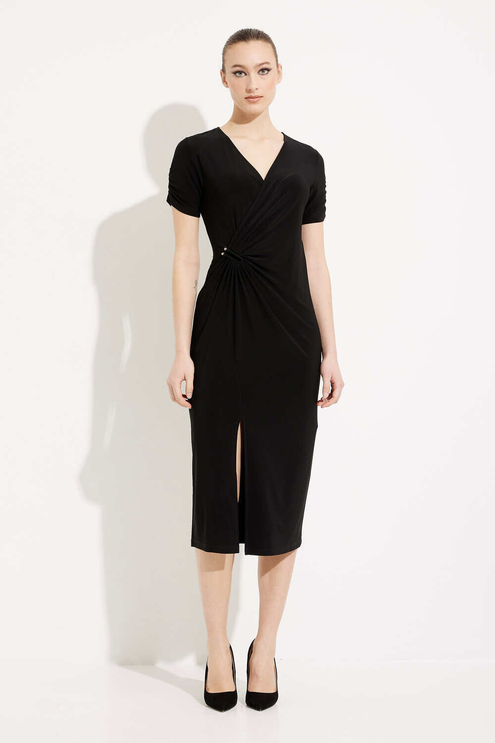 Joseph Ribkoff-Dress Short Sleeve Drape Front