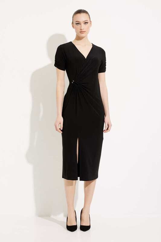 Joseph Ribkoff-Dress Short Sleeve Drape Front