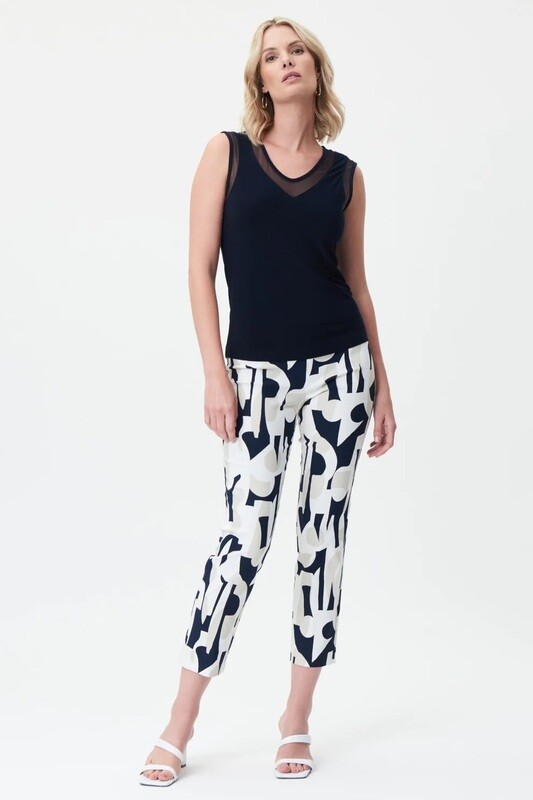 Joseph Ribkoff-Top VNeck Mesh at Neck