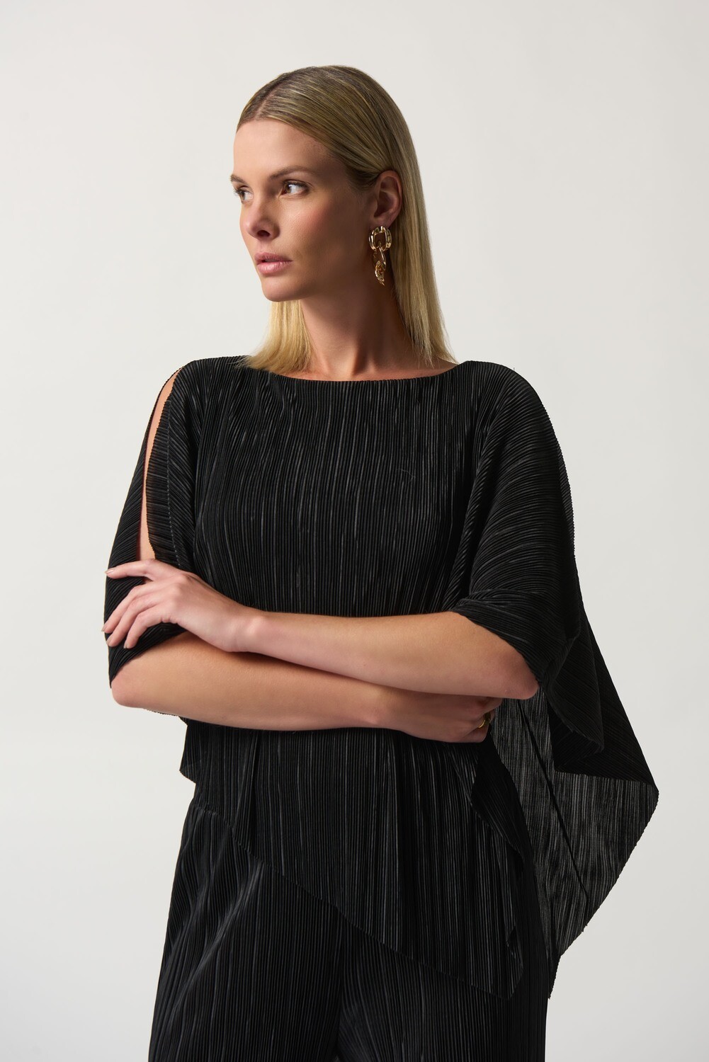 Joseph Ribkoff-Top Micro Pleat Black