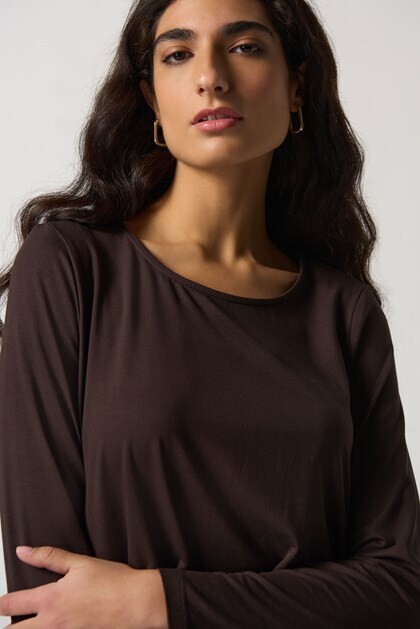 Joseph Ribkoff-Top Scoop Neck Black Lslv