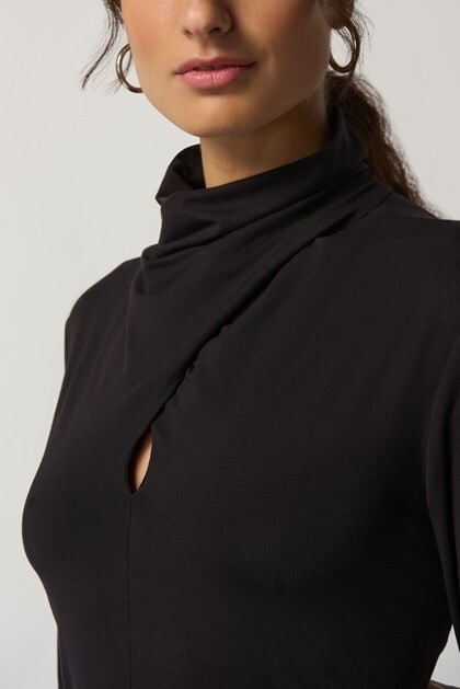 Joseph Ribkoff-Top Mock Neck Black Lslv