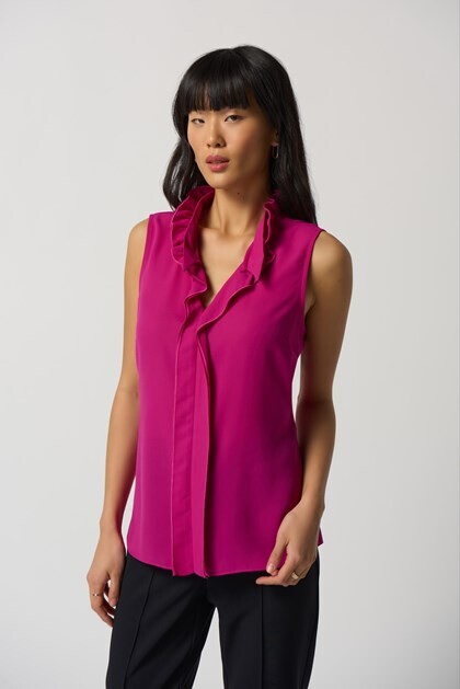 Joseph Ribkoff-Top Opulence V Neck Frilly Collar