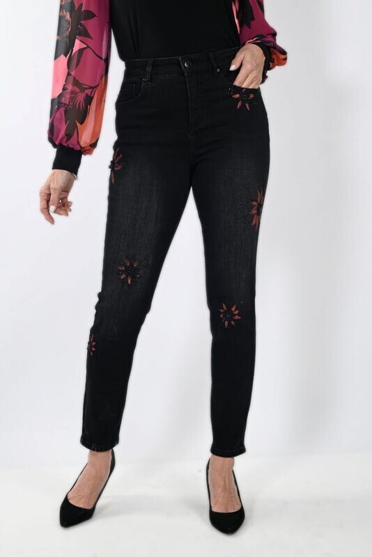 Frank Lyman-Jeans Painted Embellished