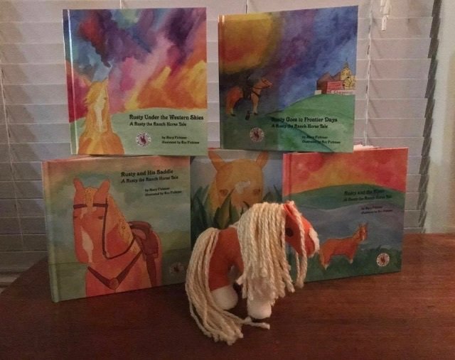 Full set of five Rusty books and plush Rusty